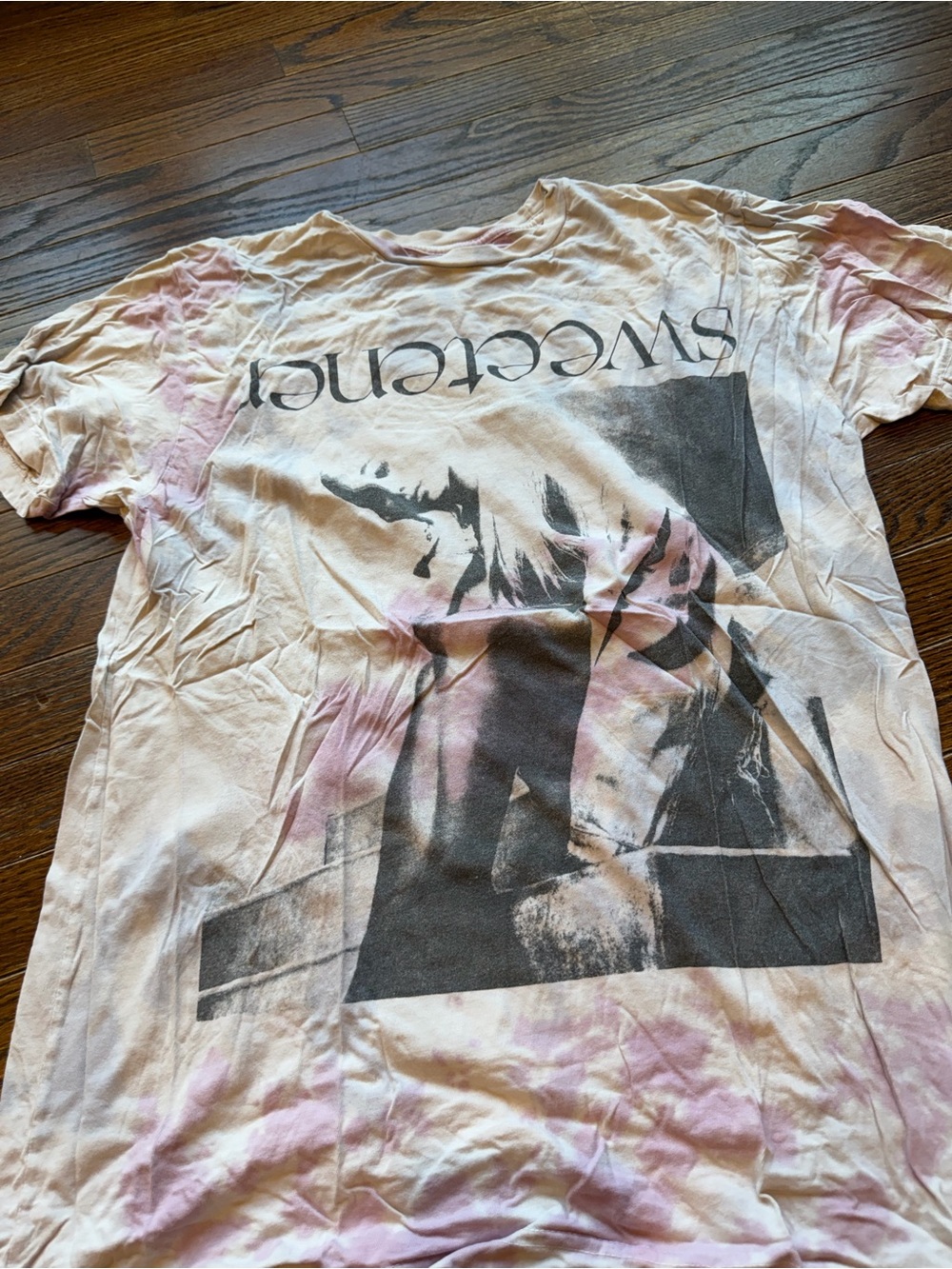 Ariana Grande White & Pink Tie-Dye Photo Graphic Tee